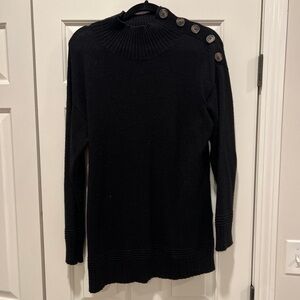 Anthropologie Black Button-Shoulder Sweater Tunic
